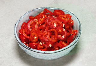 Sliced red chilli peppers