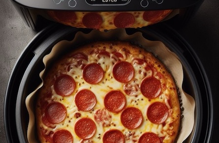 Pepperoni pizza in air fryer (Image generated by Midjourney)